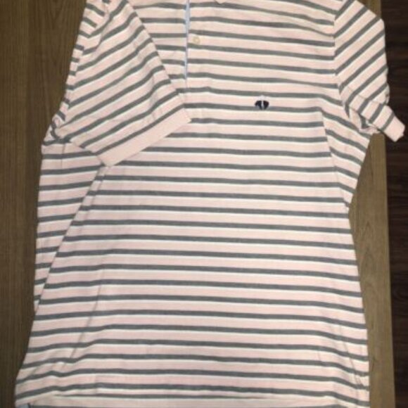 Brooks Brothers Polo Mens Pink Gray White Striped Short Sleeve Shirt L Slim Fit - Picture 5 of 8